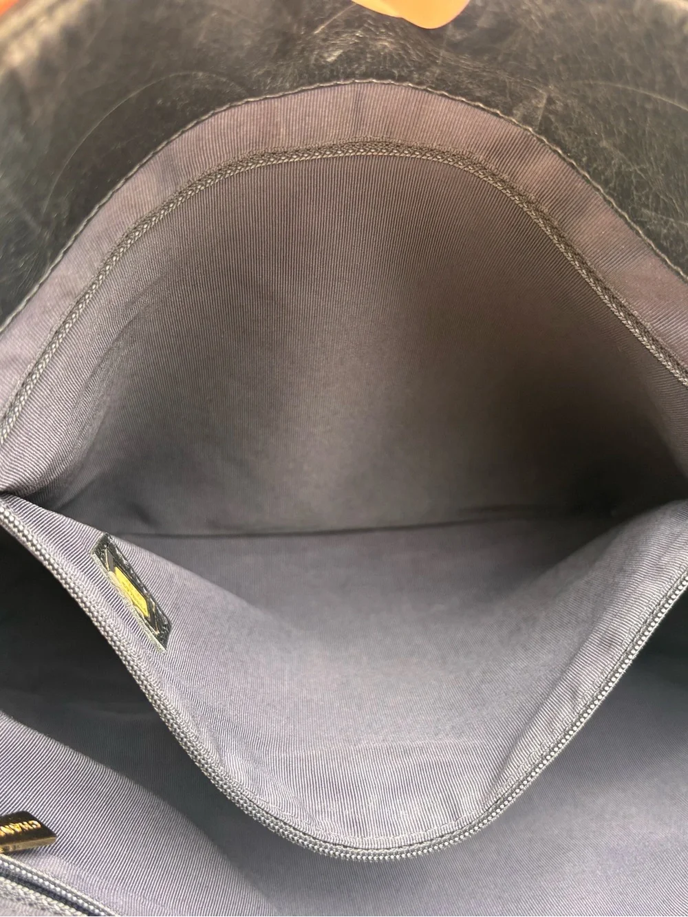 Authentic CHANEL black lambskin CC logo tote